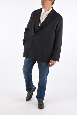 Checked Virgin Wool Peak Lapel Trench