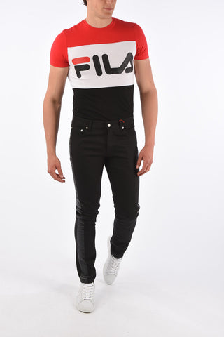 Jeans Straight Fit con Banda Laterale 16cm