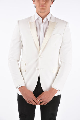 Skinny fit side vents peak lapel 2-button blazer