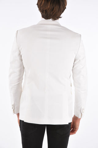 Skinny fit side vents peak lapel 2-button blazer