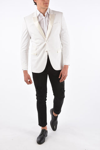Skinny fit side vents peak lapel 2-button blazer