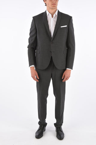 slim fit side vents notch lapel belt loops 2-button suit