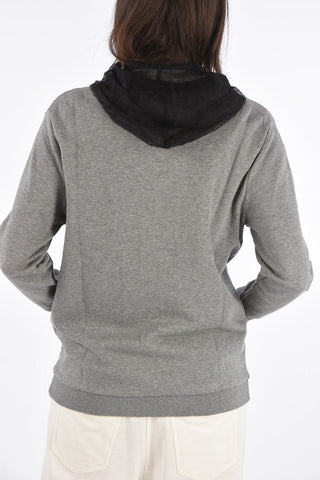 Sweatshirt with Polka Dot Tulle Hood