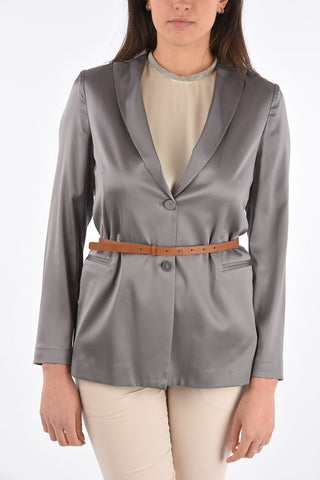 Silk Blazer with Leather Belt