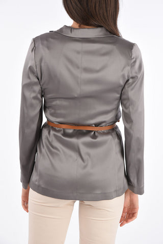 Silk Blazer with Leather Belt