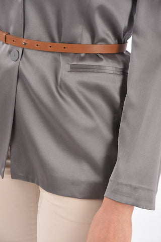 Silk Blazer with Leather Belt