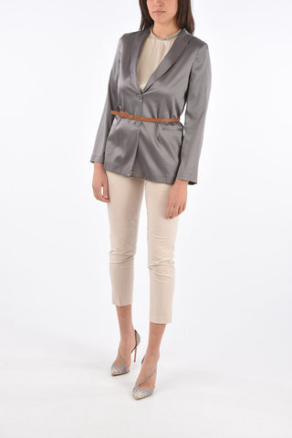Silk Blazer with Leather Belt