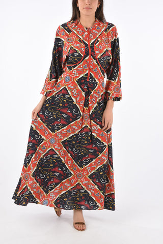 vestito shift evening open back stampato in seta
