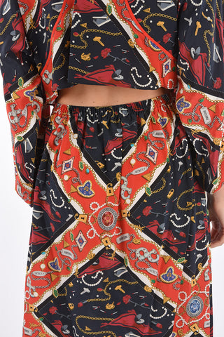 vestito shift evening open back stampato in seta