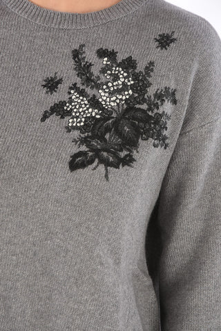 Floral Embroidered ¾ Sleeve Sweater