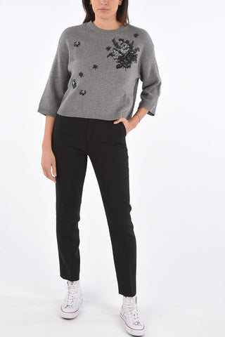 Floral Embroidered ¾ Sleeve Sweater