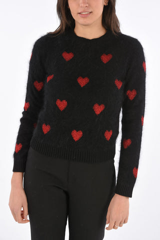 maglia fuzzy con Cuori Ricamati