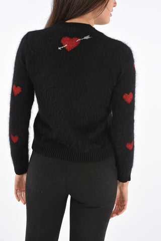 maglia fuzzy con Cuori Ricamati