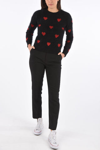 maglia fuzzy con Cuori Ricamati
