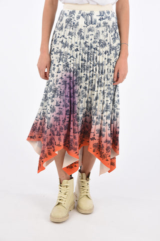 Asymmetrical Accordion Skirt with Tie Dye Hem