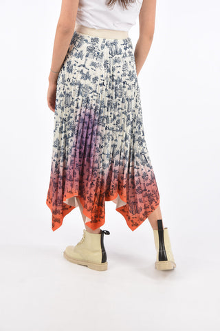 Asymmetrical Accordion Skirt with Tie Dye Hem
