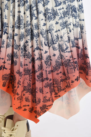 Asymmetrical Accordion Skirt with Tie Dye Hem