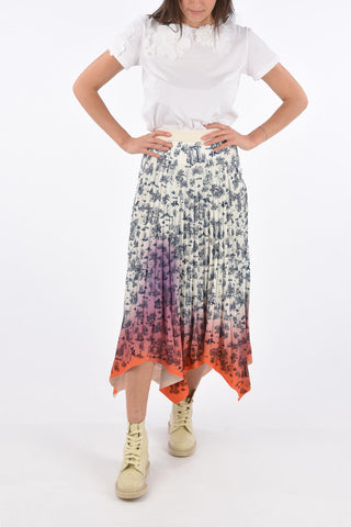 Asymmetrical Accordion Skirt with Tie Dye Hem