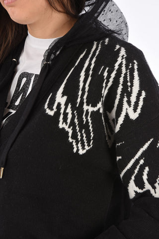Cardigan with Tulle Hood