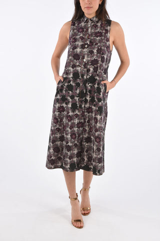 MM6 floral-print sleeveless midi shirtdress