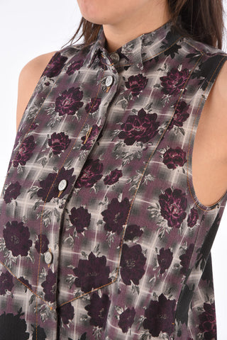 MM6 floral-print sleeveless midi shirtdress