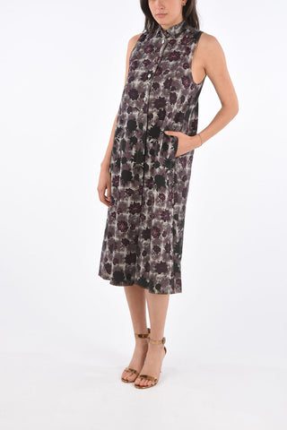 MM6 floral-print sleeveless midi shirtdress