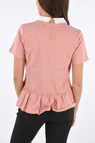 Peplum T-shirt with Decorative Collar