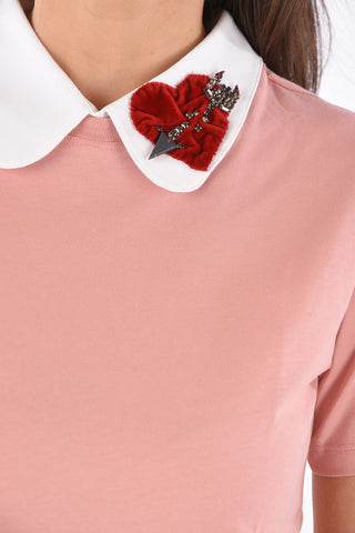 Peplum T-shirt with Decorative Collar