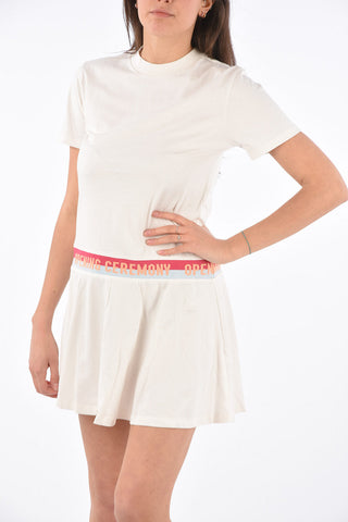 Crewneck Short-Sleeve Above-the-Knee Dress