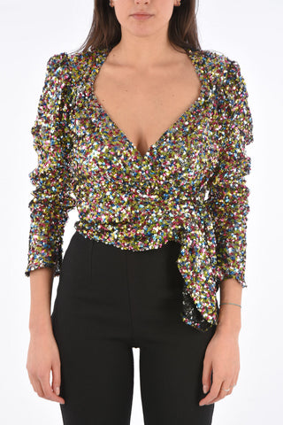 plunging neckline sequined top