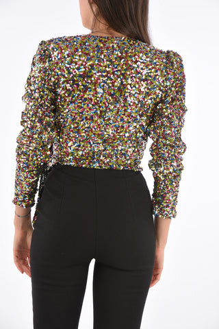 plunging neckline sequined top