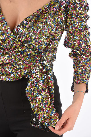 plunging neckline sequined top