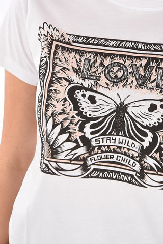 Printed STAY WILD FLOWER CHILD Crewneck T-shirt