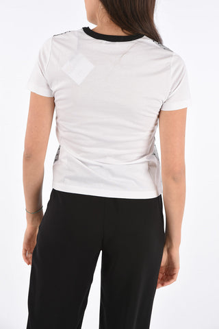 T-shirt Girocollo con Applicazione in Tulle