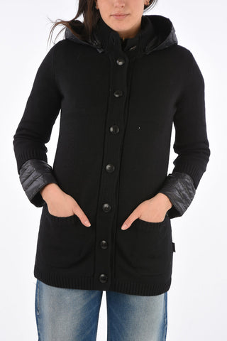down jacket with detachable knitted detail