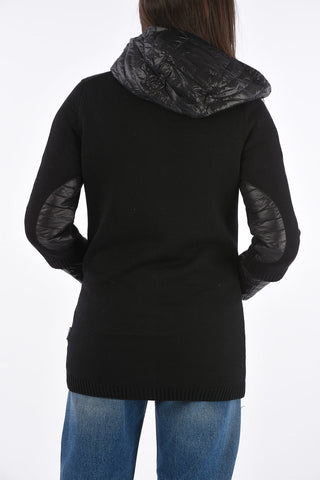 down jacket with detachable knitted detail