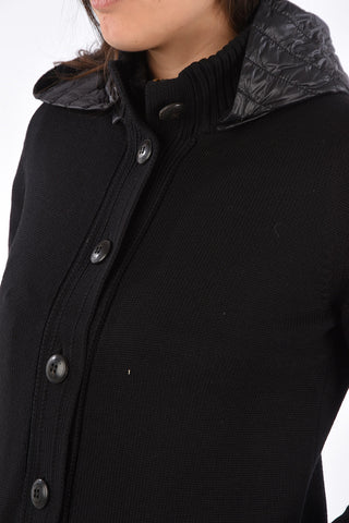 down jacket with detachable knitted detail