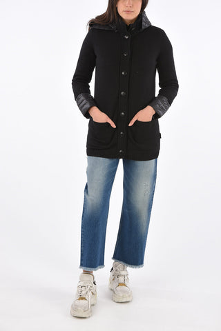 down jacket with detachable knitted detail