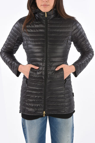 down jacket with detachable knitted detail