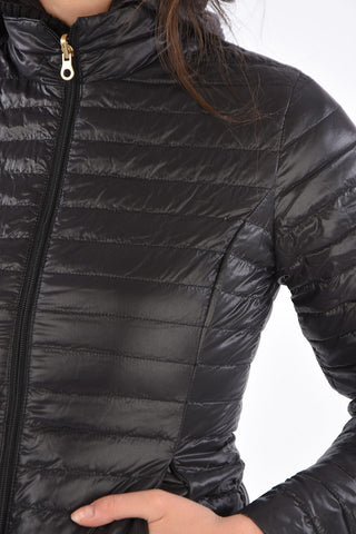 down jacket with detachable knitted detail