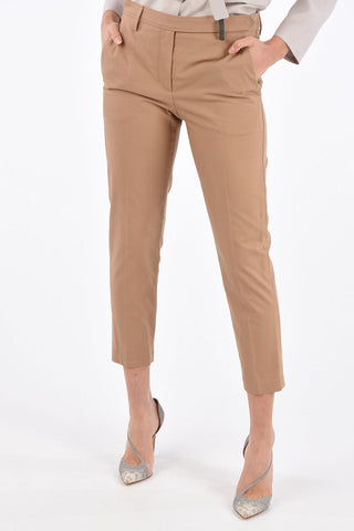 Pantaloni Crop a Vita Alta con Dettaglio Gioiello