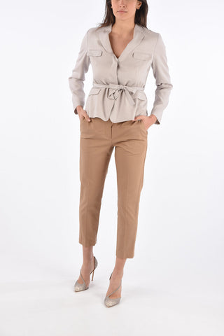 Pantaloni Crop a Vita Alta con Dettaglio Gioiello
