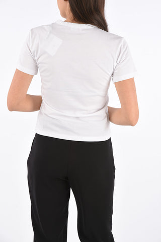 T-shirt Girocollo con Applicazioni in Pizzo