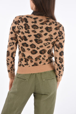 Animal Embroidered Sweater with Tulle Tie Neck