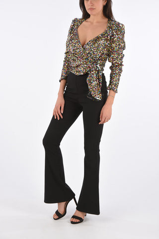 side-zip fastening bootcut pants