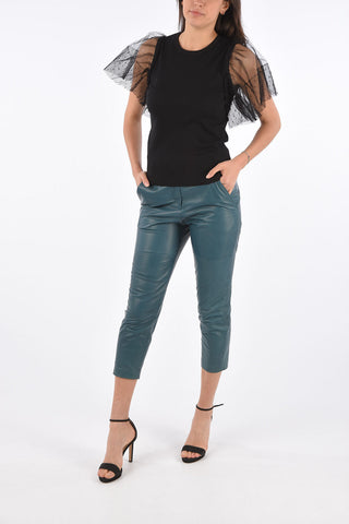 Leather High Waist Cropped Pants