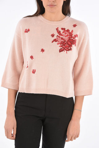Floral Embroidered ¾ Sleeve Sweater