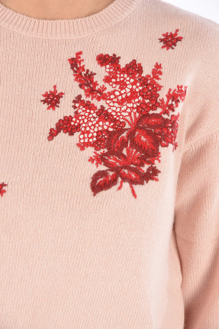 Floral Embroidered ¾ Sleeve Sweater