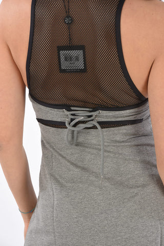 sleeveless rugby mesh mini dress