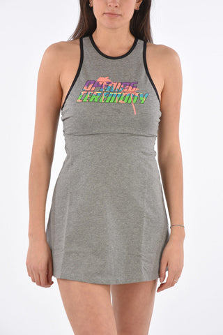sleeveless rugby mesh mini dress